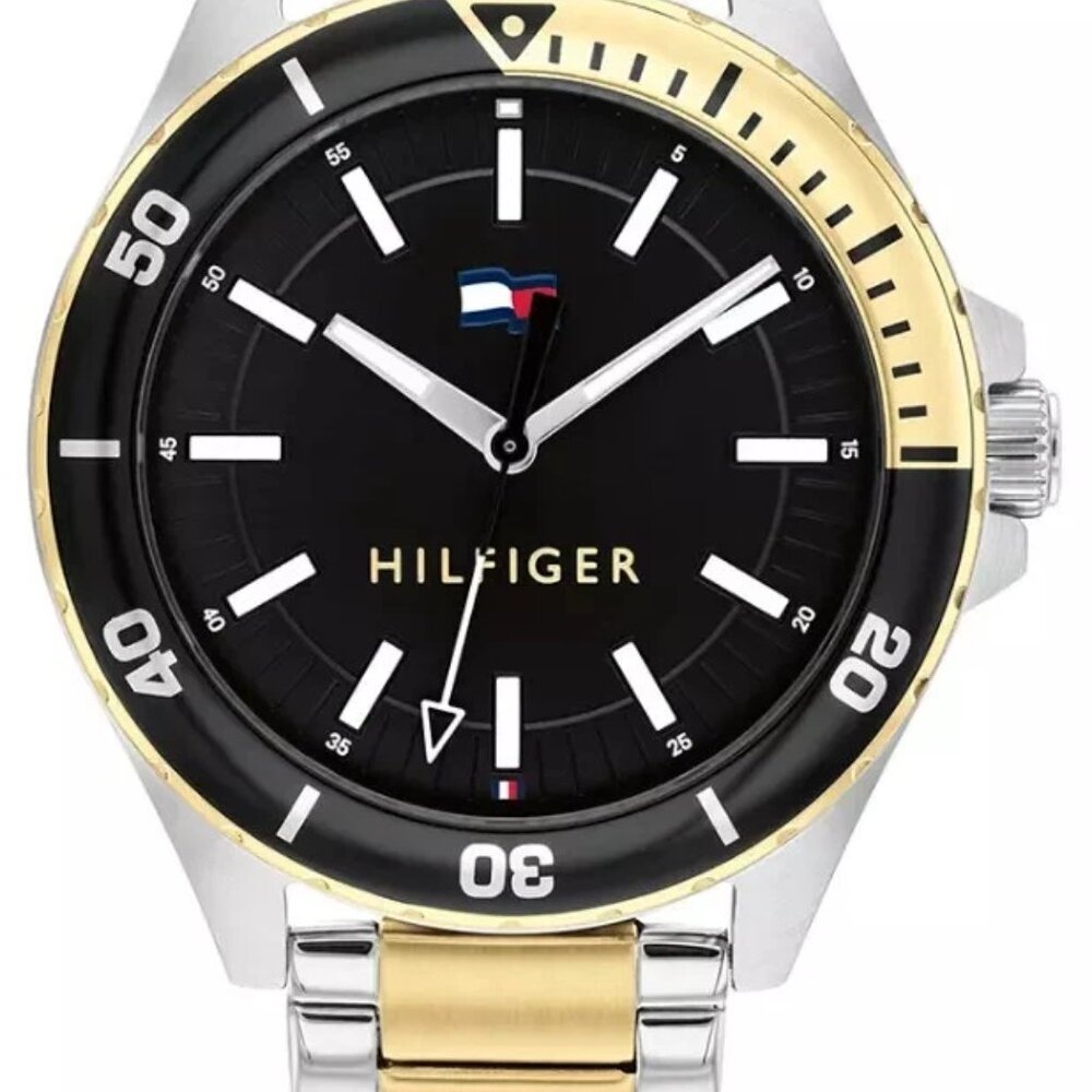 Tommy Hilfiger Logan Black Dial Two Tone Stainless Steel Men’s Watch – 1792013